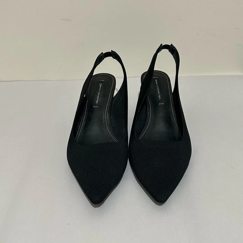 French Connection Size 10 Black Viva Slingback Heels Office Career